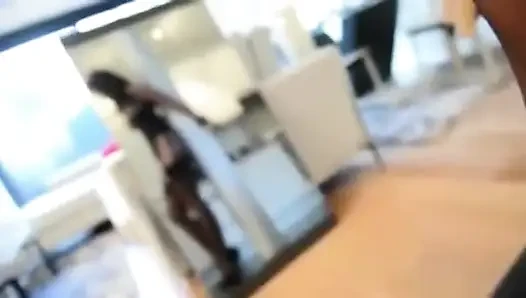 Julie Tied to a Pole Sucks Like a Whore and Takes a Big Squirt of Cum on Her Angel Face