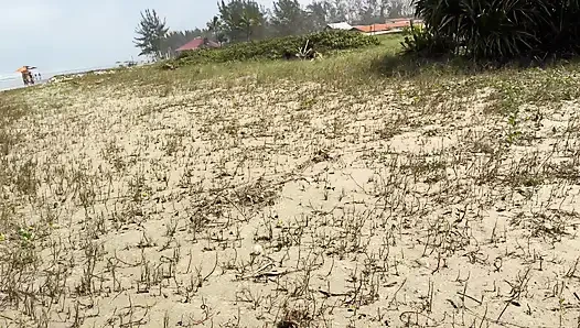 On the beach my wife and I invited a beachgirl to fuck she accepted because she was very horny! she has a pink pussy