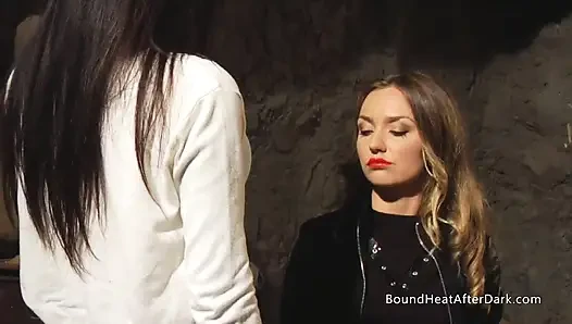 Tied Up Lesbian Slave Takes Big Strapon Doggystyle Till Orgasm