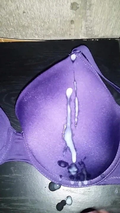 Bailey's big 38C bra sprayed with cum