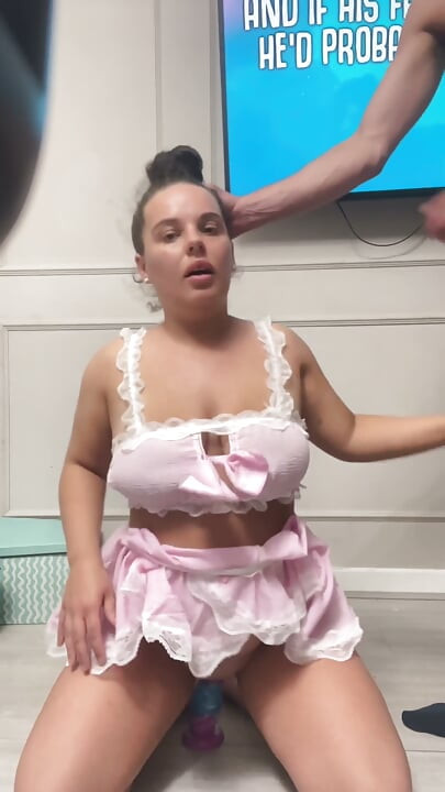 Huge Dildo Play with My Massive Tits Bounce