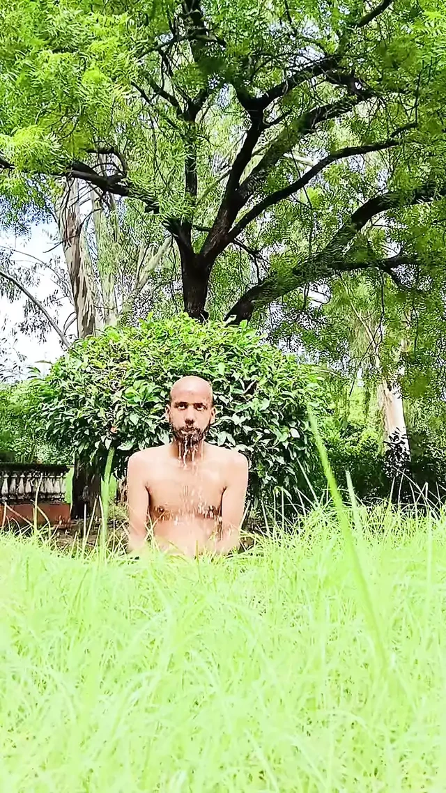 Alone in forest & horny, take bath