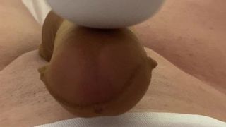 Vibed to cum by Magic Wand with cock in stocking