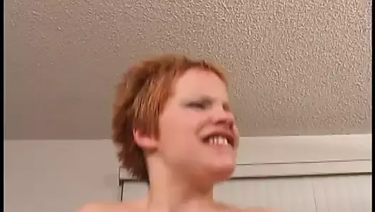 Cute short haired redhead gets pounded and creamed