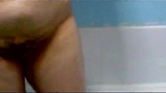 Lisa Tasker squeezing milk in the bath
