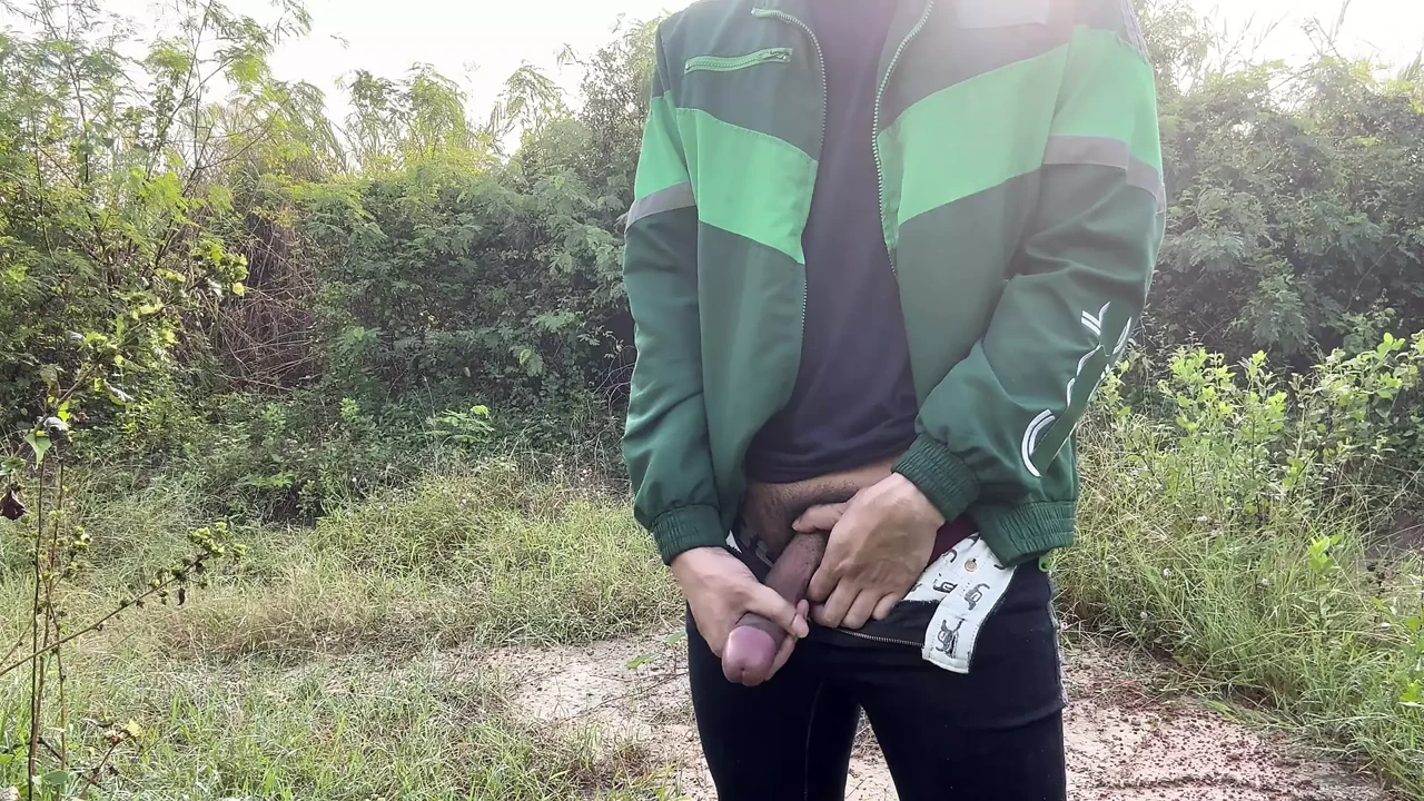 Hard cock not allowed me to piss outdoor.