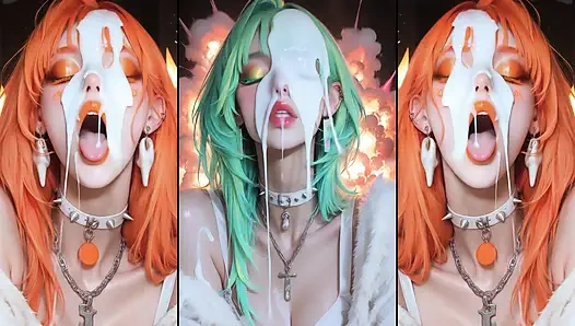 Chapter 2: Anime characters get their faces thoroughly covered in cum.