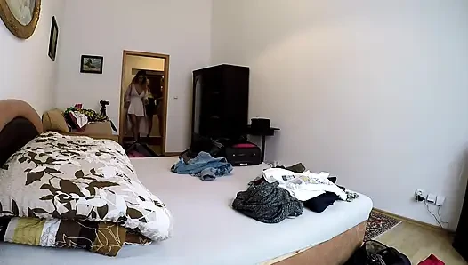 Amateur babysitter cam in girls cloakroom captures no panties