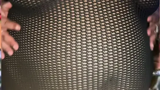 Net Dress Tease Short: Ebony SSBBW Shows off Curves in Net Dress