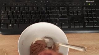 Big White Cock Cum on Ice Cream
