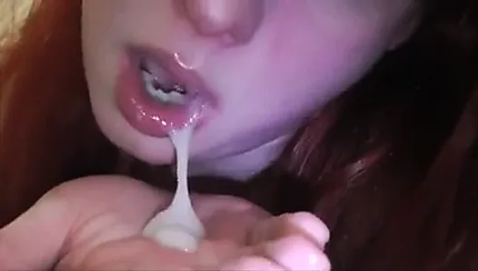 Mouth full of sperm