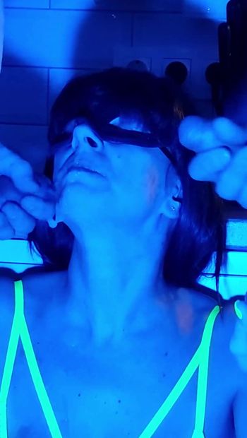 Wife Sucks 2 Cocks in Neon Light. Threesome. Full Scene. Ep 4611