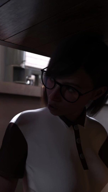 Powerful moment from "Creamy Sloppy Blowjob Under The Counter Table at Work Place : Small Coffee"