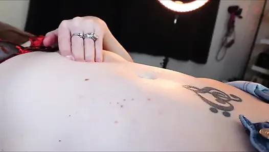 Sultry Belly Button Fetish Lotion Rub Fingering Denim Shorts