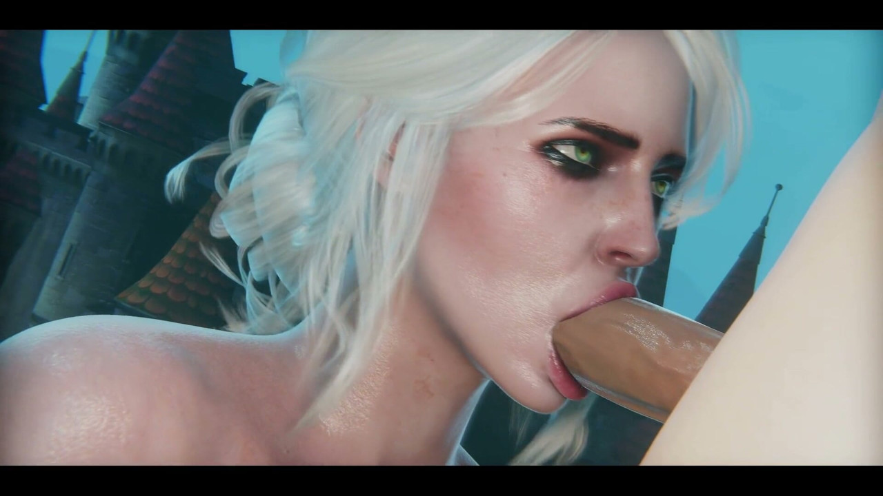 Ciri cleans the glans and shaft with her hot mouth while sucking cock