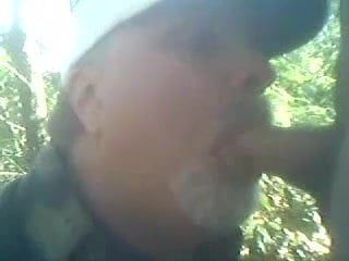 Daddy blowjob in the woods