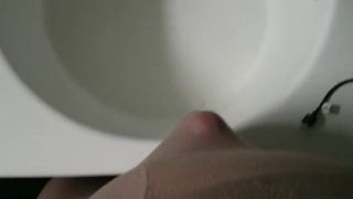 Maternity pantyhose 15den grey with cum in sink part 1 of 2