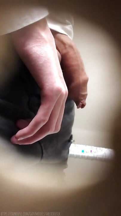 He peeked and jerked me off in a toilet hole in extreme ! Sissy 's whore