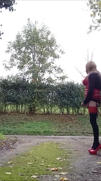 Epic moment from "Crossdressing Fun by the Roadside"