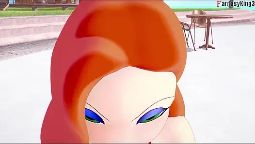 Jessica Rabbit halka açık havuzda sakso çekiyor