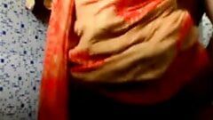 Indische Saree Bhabhi met grote borsten poesje likken, neuken