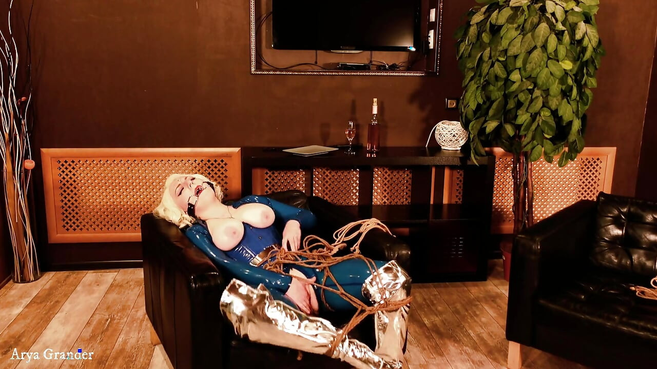 Backstage From BDSM Rope Bondage Process, Shibari Masturbation in Latex