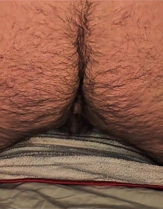 Close up Big Hairy Ass and Balls as He Fucks and Cums