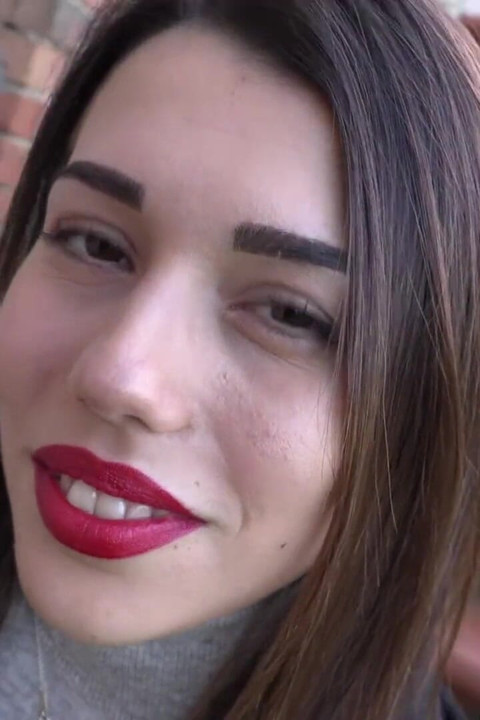 Outdoors smoking on the stairs with sweet Petra