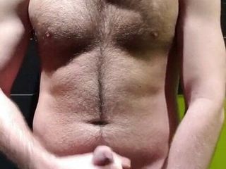 Hairy gym otter jerks off and cums