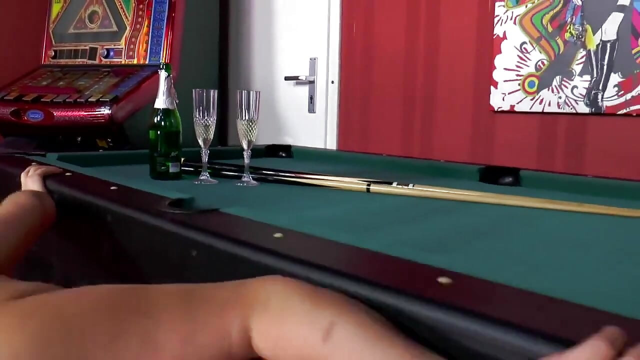German Amateur Couple on Pool Table