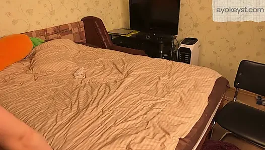 Young brunette masturbates while no one is home
