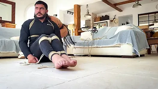 Latina Finds Every Tickling Spot on Her Sub While He Is in a Strict Hogtie