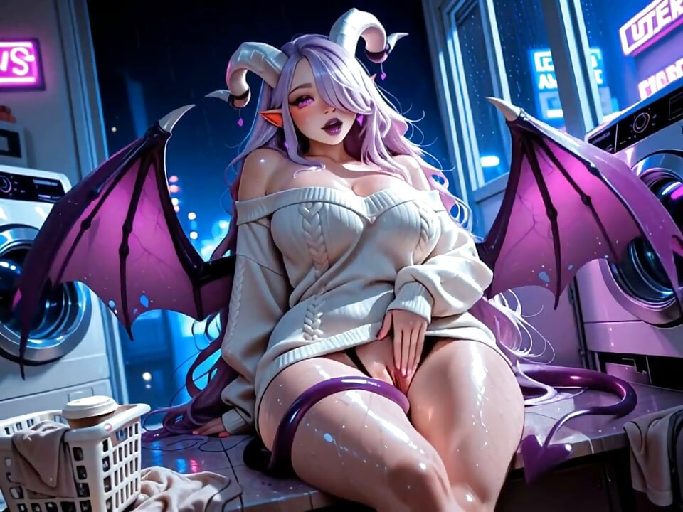 Gadis sange ini melucuti sweternya di tempat pencucian baju kosong dan pamer semuanya (ai Generated)