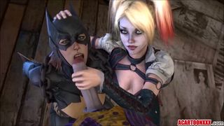 Sexy Arkham-Küken werden gefickt und blasen große Schwänze