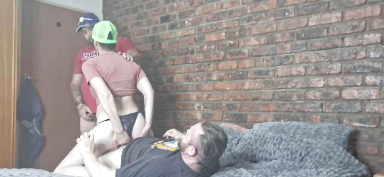 Fucking husband and friend in threesome
