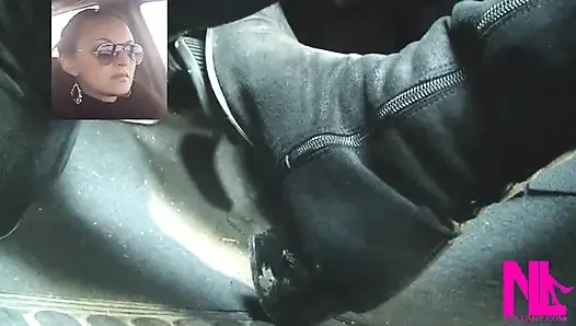 Driving Fast in Black Suede Knee High Boots