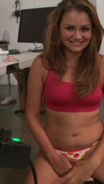 Key moment from "Bubbly brunette gets had doggystyle fuck after Sybian ride"