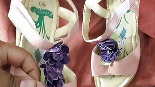 mechanic found cute EURO'S pink leather floral sandals