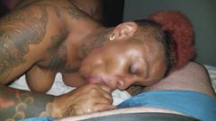 Sexy Tatted Black Whore Sucking Dick