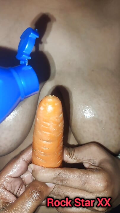 Desi Mallu wife Big Boobs Oil massage Carrot Masturbation