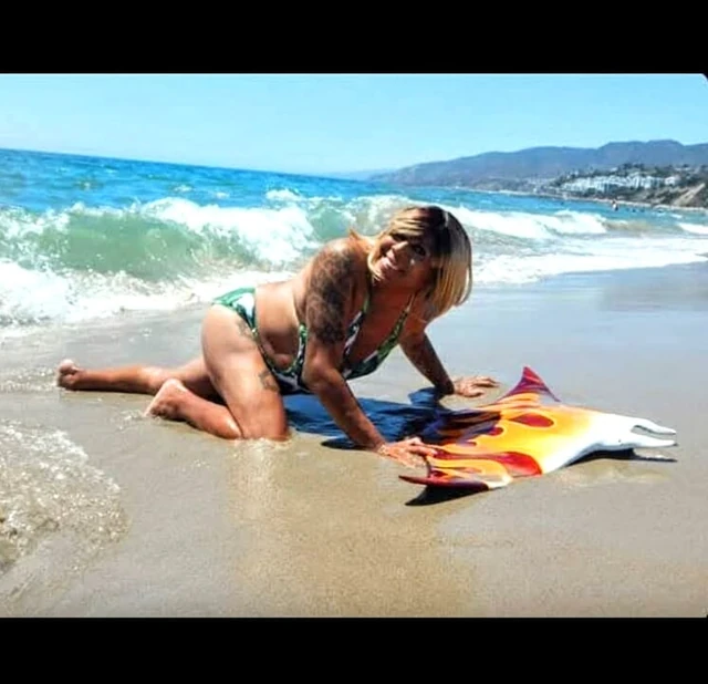 My Monkini bikini with my Flamed DOLPHIN Artwork.
