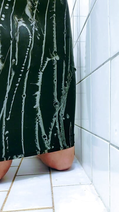 Erika Oak Cums in Latex Skirt