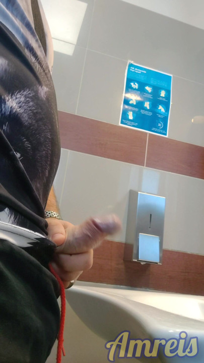 I pulled out my cock in the shopping mall restroom.