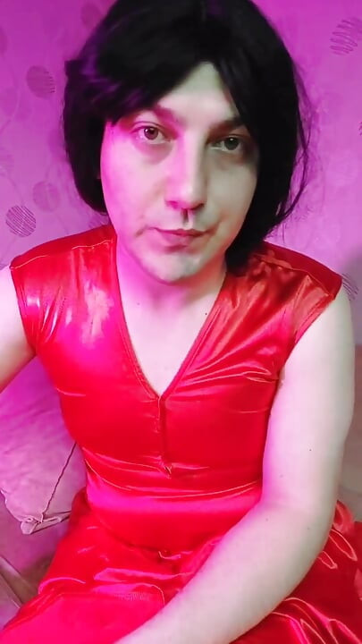 Red Princess Kitty Cross Having Fun in Red Dress