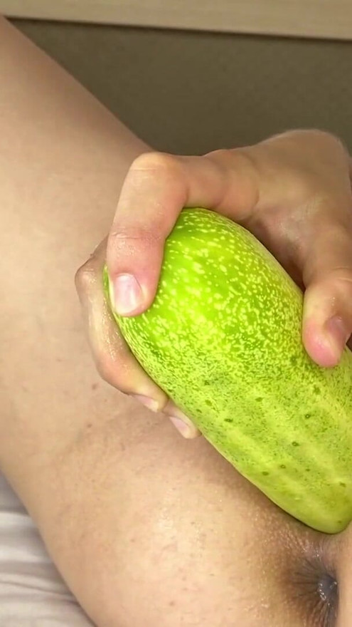 Huge Cucumber in the Pussy for New Sensations! | Clip 1