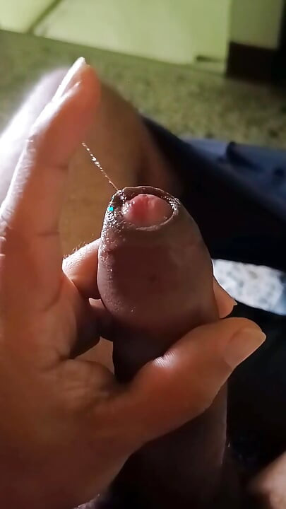 Precum From a Very Hairy Uncut Curved Cock