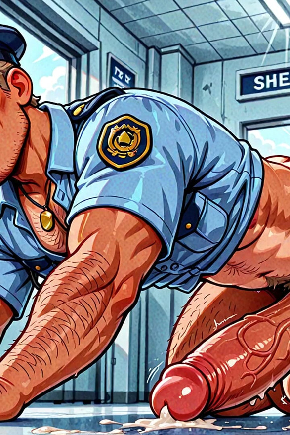New Recruit Police Hunks Posing Naked Art Set