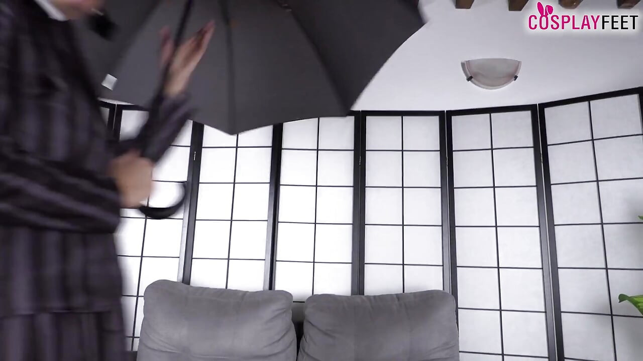 A Sexy Babe Tokyo in Her Wednesday Costume Enjoys Showing Her Magnificent Feet