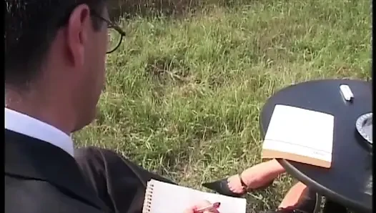 Threesome in the Stable with a White Cock and a Black One