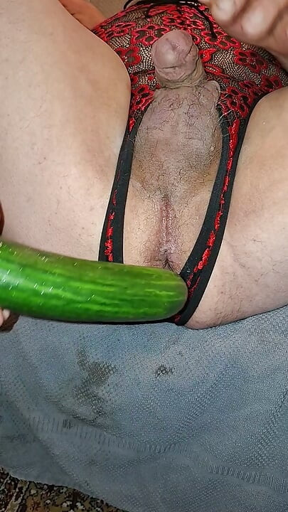 Ass play with a cucumber